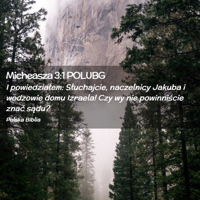 Picture 02 - Micheasza 3:1 POLUBG - I powiedziałem: Słuchajcie, naczelnicy Jakuba i - Bible Verse Picture