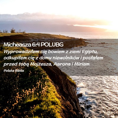 Picture 02 - Micheasza 6:4 POLUBG - Wyprowadziłem cię bowiem z ziemi Egiptu, - Bible Verse Picture