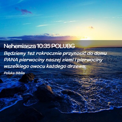Picture 02 - Nehemiasza 10:35 POLUBG - Będziemy też rokrocznie przynosić do domu PANA - Bible Verse Picture