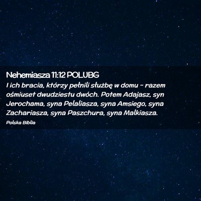 Picture 02 - Nehemiasza 11:12 POLUBG - I ich bracia, którzy pełnili służbę w domu - Bible Verse Picture