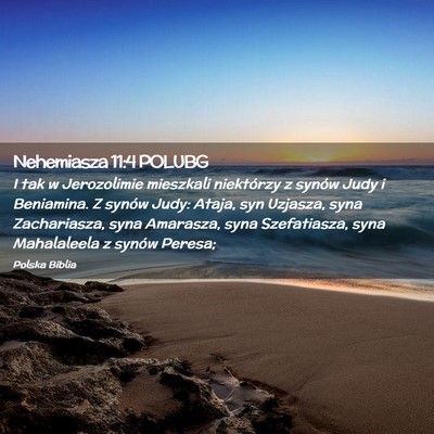 Picture 02 - Nehemiasza 11:4 POLUBG - I tak w Jerozolimie mieszkali niektórzy z synów - Bible Verse Picture