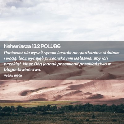 Picture 02 - Nehemiasza 13:2 POLUBG - Ponieważ nie wyszli synom Izraela na spotkanie z - Bible Verse Picture