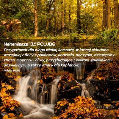 Picture 02 - Nehemiasza 13:5 POLUBG - Przygotował dla niego wielką komnatę, w - Bible Verse Picture