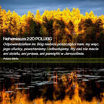 Picture 02 - Nehemiasza 2:20 POLUBG - Odpowiedziałem im: Bóg niebios poszczęści - Bible Verse Picture