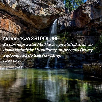 Picture 02 - Nehemiasza 3:31 POLUBG - Za nim naprawiał Malkiasz, syn złotnika, aż do - Bible Verse Picture