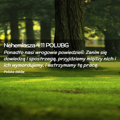 Picture 02 - Nehemiasza 4:11 POLUBG - Ponadto nasi wrogowie powiedzieli: Zanim się - Bible Verse Picture