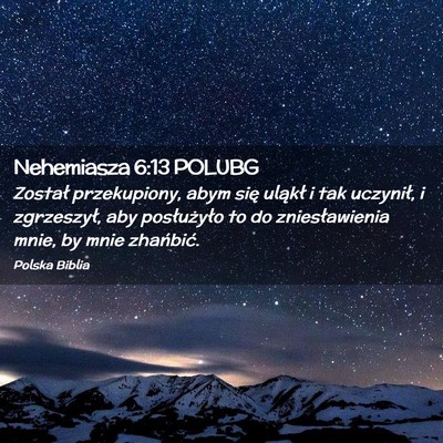 Picture 02 - Nehemiasza 6:13 POLUBG - Został przekupiony, abym się uląkł i tak - Bible Verse Picture