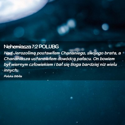 Picture 02 - Nehemiasza 7:2 POLUBG - Nad Jerozolimą postawiłem Chananiego, swojego - Bible Verse Picture