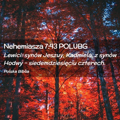 Picture 02 - Nehemiasza 7:43 POLUBG - Lewici: synów Jeszuy, Kadmiela, z synów Hodwy - Bible Verse Picture