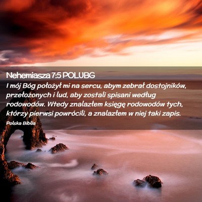 Picture 02 - Nehemiasza 7:5 POLUBG - I mój Bóg położył mi na sercu, abym zebrał - Bible Verse Picture