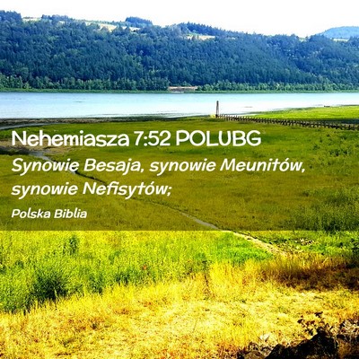 Picture 02 - Nehemiasza 7:52 POLUBG - Synowie Besaja, synowie Meunitów, synowie - Bible Verse Picture