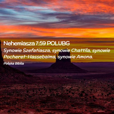 Picture 02 - Nehemiasza 7:59 POLUBG - Synowie Szefatiasza, synowie Chattila, synowie - Bible Verse Picture