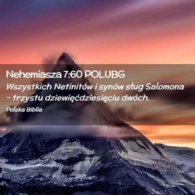 Picture 02 - Nehemiasza 7:60 POLUBG - Wszystkich Netinitów i synów sług Salomona – - Bible Verse Picture