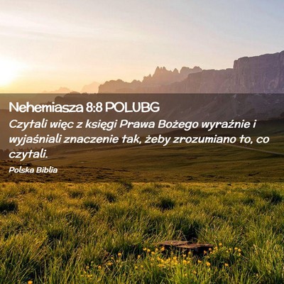 Picture 02 - Nehemiasza 8:8 POLUBG - Czytali więc z księgi Prawa Bożego wyraźnie i - Bible Verse Picture