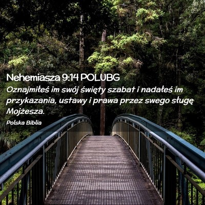 Picture 02 - Nehemiasza 9:14 POLUBG - Oznajmiłeś im swój święty szabat i nadałeś - Bible Verse Picture