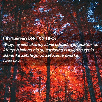 Picture 02 - Objawienie 13:8 POLUBG - Wszyscy mieszkańcy ziemi oddadzą jej pokłon, - Bible Verse Picture