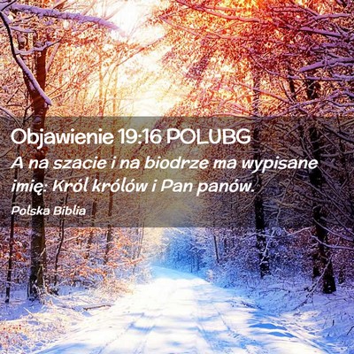 Picture 02 - Objawienie 19:16 POLUBG - A na szacie i na biodrze ma wypisane imię: Król - Bible Verse Picture