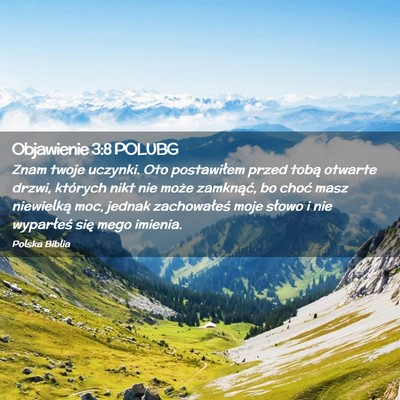 Picture 02 - Objawienie 3:8 POLUBG - Znam twoje uczynki. Oto postawiłem przed tobą - Bible Verse Picture