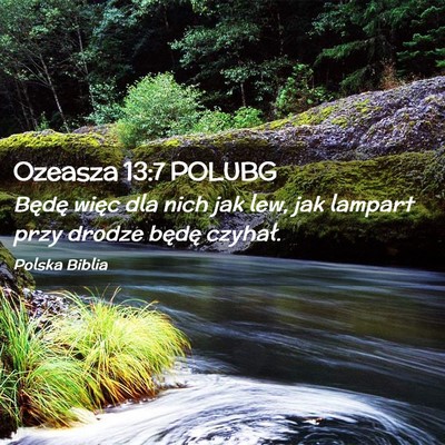 Picture 02 - Ozeasza 13:7 POLUBG - Będę więc dla nich jak lew, jak lampart przy - Bible Verse Picture