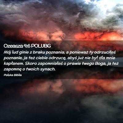 Picture 02 - Ozeasza 4:6 POLUBG - Mój lud ginie z braku poznania; a ponieważ ty - Bible Verse Picture