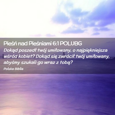 Picture 02 - Pieśń nad Pieśniami 6:1 POLUBG - Dokąd poszedł twój umiłowany, o - Bible Verse Picture