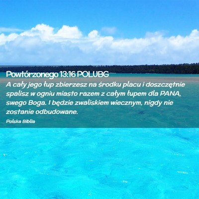 Picture 02 - Powtórzonego 13:16 POLUBG - A cały jego łup zbierzesz na środku placu i - Bible Verse Picture