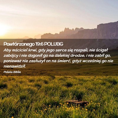 Picture 02 - Powtórzonego 19:6 POLUBG - Aby mściciel krwi, gdy jego serce się rozpali, - Bible Verse Picture