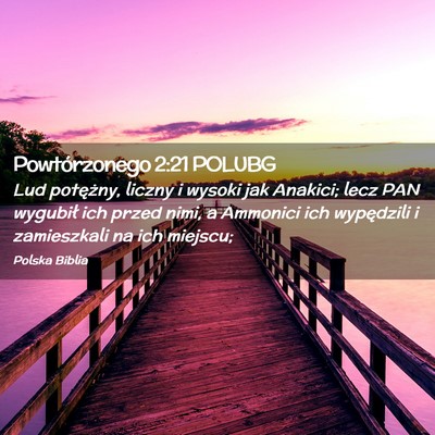 Picture 02 - Powtórzonego 2:21 POLUBG - Lud potężny, liczny i wysoki jak Anakici; lecz - Bible Verse Picture
