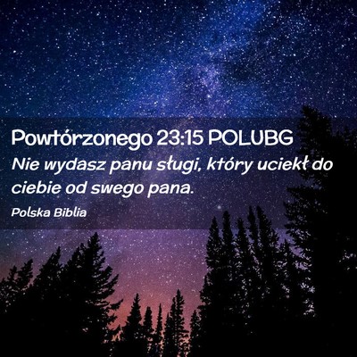 Picture 02 - Powtórzonego 23:15 POLUBG - Nie wydasz panu sługi, który uciekł do ciebie - Bible Verse Picture