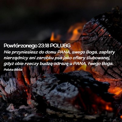Picture 02 - Powtórzonego 23:18 POLUBG - Nie przyniesiesz do domu PANA, swego Boga, - Bible Verse Picture