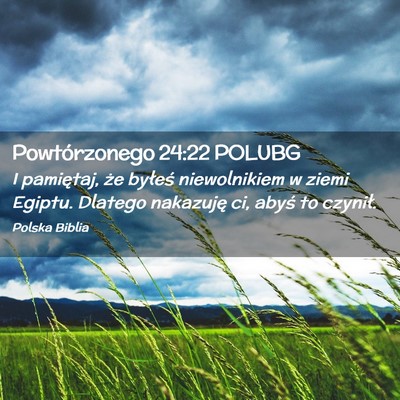 Picture 02 - Powtórzonego 24:22 POLUBG - I pamiętaj, że byłeś niewolnikiem w ziemi - Bible Verse Picture
