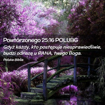Picture 02 - Powtórzonego 25:16 POLUBG - Gdyż każdy, kto postępuje niesprawiedliwie, - Bible Verse Picture