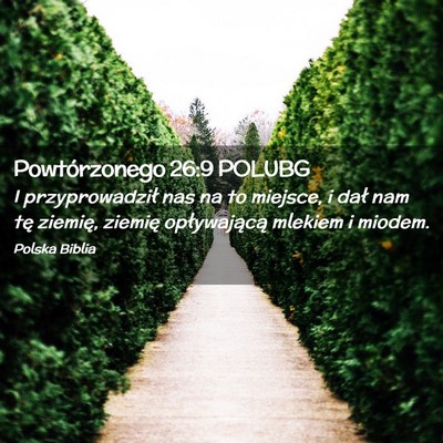 Picture 02 - Powtórzonego 26:9 POLUBG - I przyprowadził nas na to miejsce, i dał nam - Bible Verse Picture