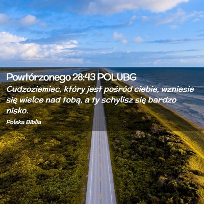 Picture 02 - Powtórzonego 28:43 POLUBG - Cudzoziemiec, który jest pośród ciebie, - Bible Verse Picture