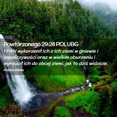 Picture 02 - Powtórzonego 29:28 POLUBG - I PAN wykorzenił ich z ich ziemi w gniewie i - Bible Verse Picture