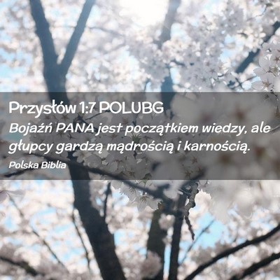 Picture 02 - Przysłów 1:7 POLUBG - Bojaźń PANA jest początkiem wiedzy, ale - Bible Verse Picture