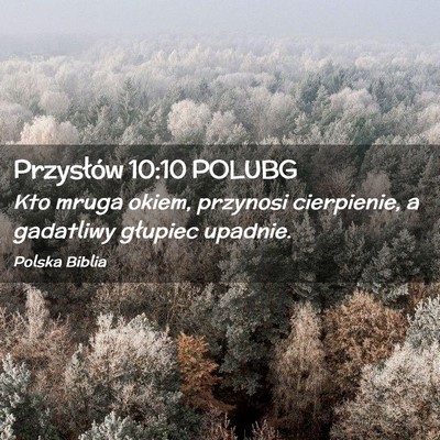 Picture 02 - Przysłów 10:10 POLUBG - Kto mruga okiem, przynosi cierpienie, a gadatliwy - Bible Verse Picture