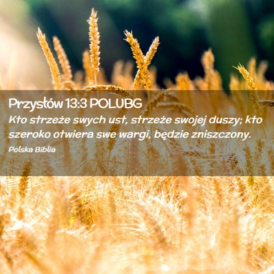 Picture 02 - Przysłów 13:3 POLUBG - Kto strzeże swych ust, strzeże swojej duszy; - Bible Verse Picture