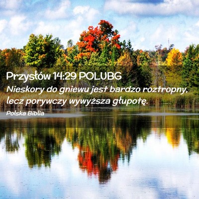 Picture 02 - Przysłów 14:29 POLUBG - Nieskory do gniewu jest bardzo roztropny, lecz - Bible Verse Picture