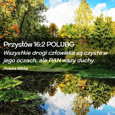 Picture 02 - Przysłów 16:2 POLUBG - Wszystkie drogi człowieka są czyste w jego - Bible Verse Picture