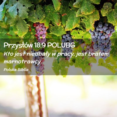 Picture 02 - Przysłów 18:9 POLUBG - Kto jest niedbały w pracy, jest bratem - Bible Verse Picture