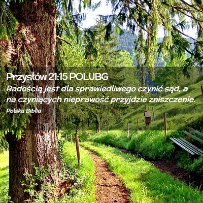 Picture 02 - Przysłów 21:15 POLUBG - Radością jest dla sprawiedliwego czynić sąd, - Bible Verse Picture