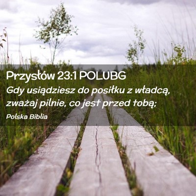 Picture 02 - Przysłów 23:1 POLUBG - Gdy usiądziesz do posiłku z władcą, zważaj - Bible Verse Picture