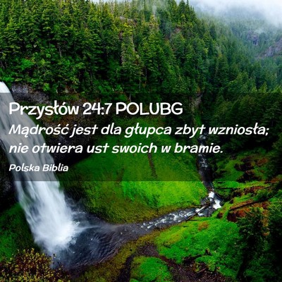 Picture 02 - Przysłów 24:7 POLUBG - Mądrość jest dla głupca zbyt wzniosła; nie - Bible Verse Picture