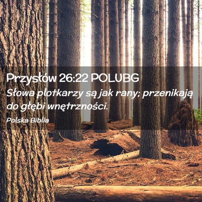 Picture 02 - Przysłów 26:22 POLUBG - Słowa plotkarzy są jak rany; przenikają do - Bible Verse Picture