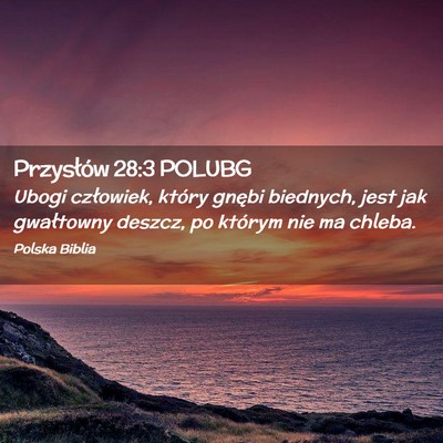 Picture 02 - Przysłów 28:3 POLUBG - Ubogi człowiek, który gnębi biednych, jest jak - Bible Verse Picture