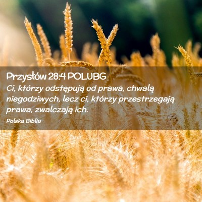 Picture 02 - Przysłów 28:4 POLUBG - Ci, którzy odstępują od prawa, chwalą - Bible Verse Picture