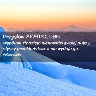 Picture 02 - Przysłów 29:24 POLUBG - Wspólnik złodzieja nienawidzi swojej duszy; - Bible Verse Picture