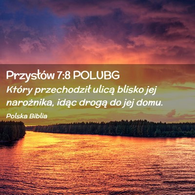 Picture 02 - Przysłów 7:8 POLUBG - Który przechodził ulicą blisko jej narożnika, - Bible Verse Picture