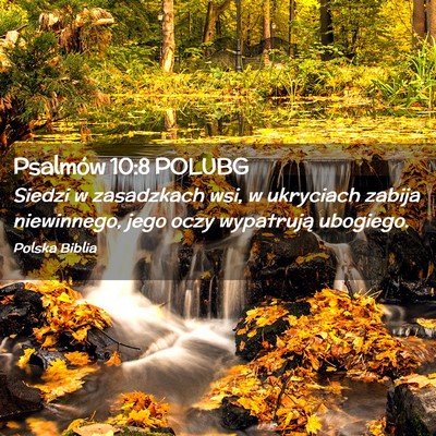 Picture 02 - Psalmów 10:8 POLUBG - Siedzi w zasadzkach wsi, w ukryciach zabija - Bible Verse Picture